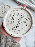 White Abalone Terrazzo Coasters – Set of 2