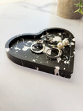 Black & White Splatter Heart Ring Dish
