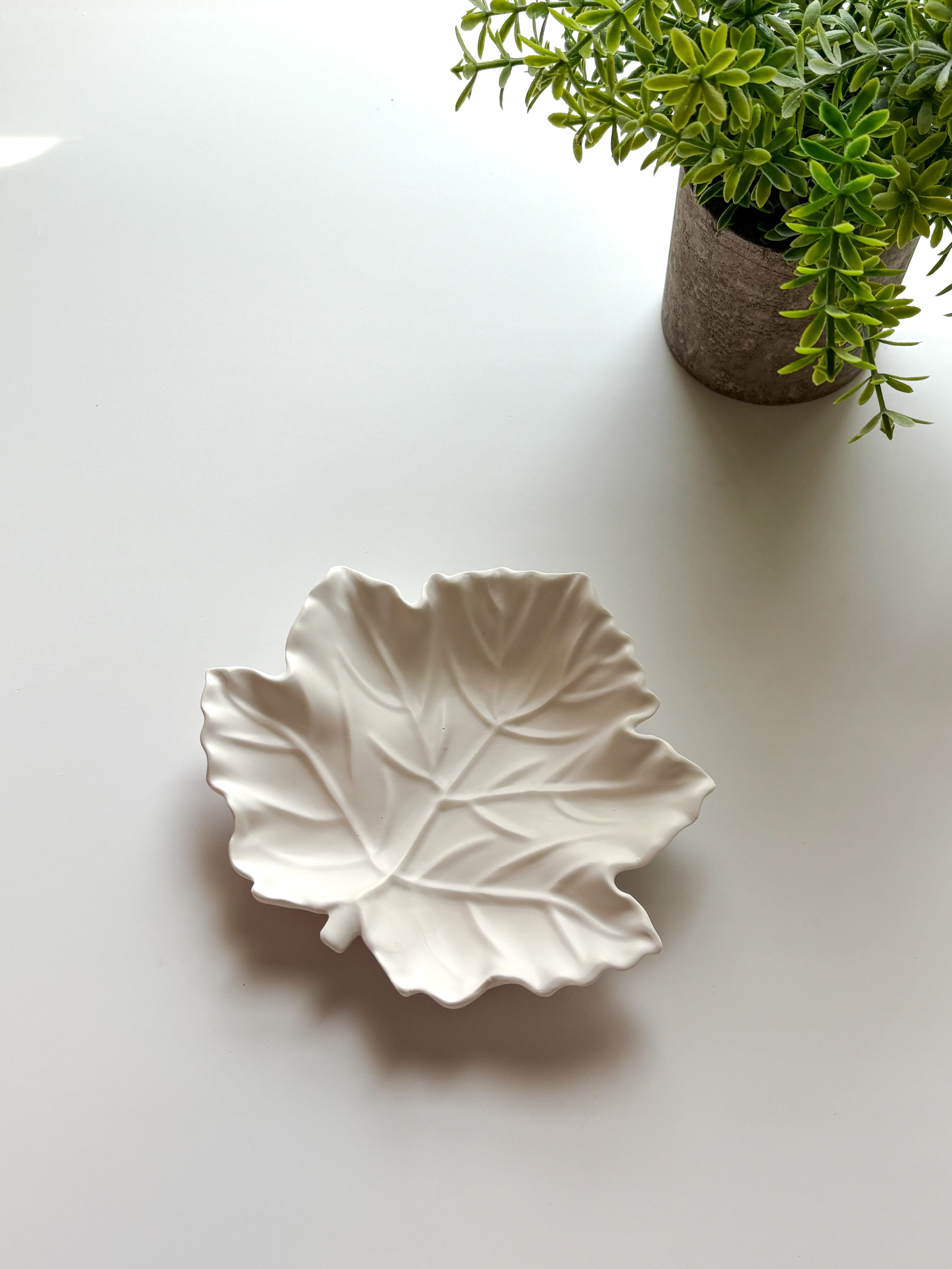White Leaf Ring Dish