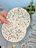 White Large Abalone Terrazzo Coasters – Set of 3