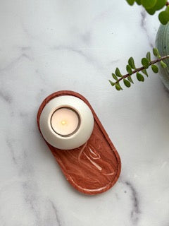 Marbled Terracotta Oval Trinket Tray – Designed Stone Collection