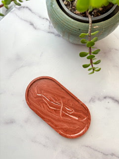 Marbled Terracotta Oval Trinket Tray – Designed Stone Collection