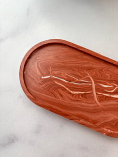Marbled Terracotta Oval Trinket Tray – Designed Stone Collection