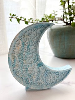 Blue Crescent Moon Tabletop Décor – Seasonal Collection