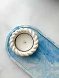 Small White Stone Nautical Tealight Holder- Quiet Stone Collection