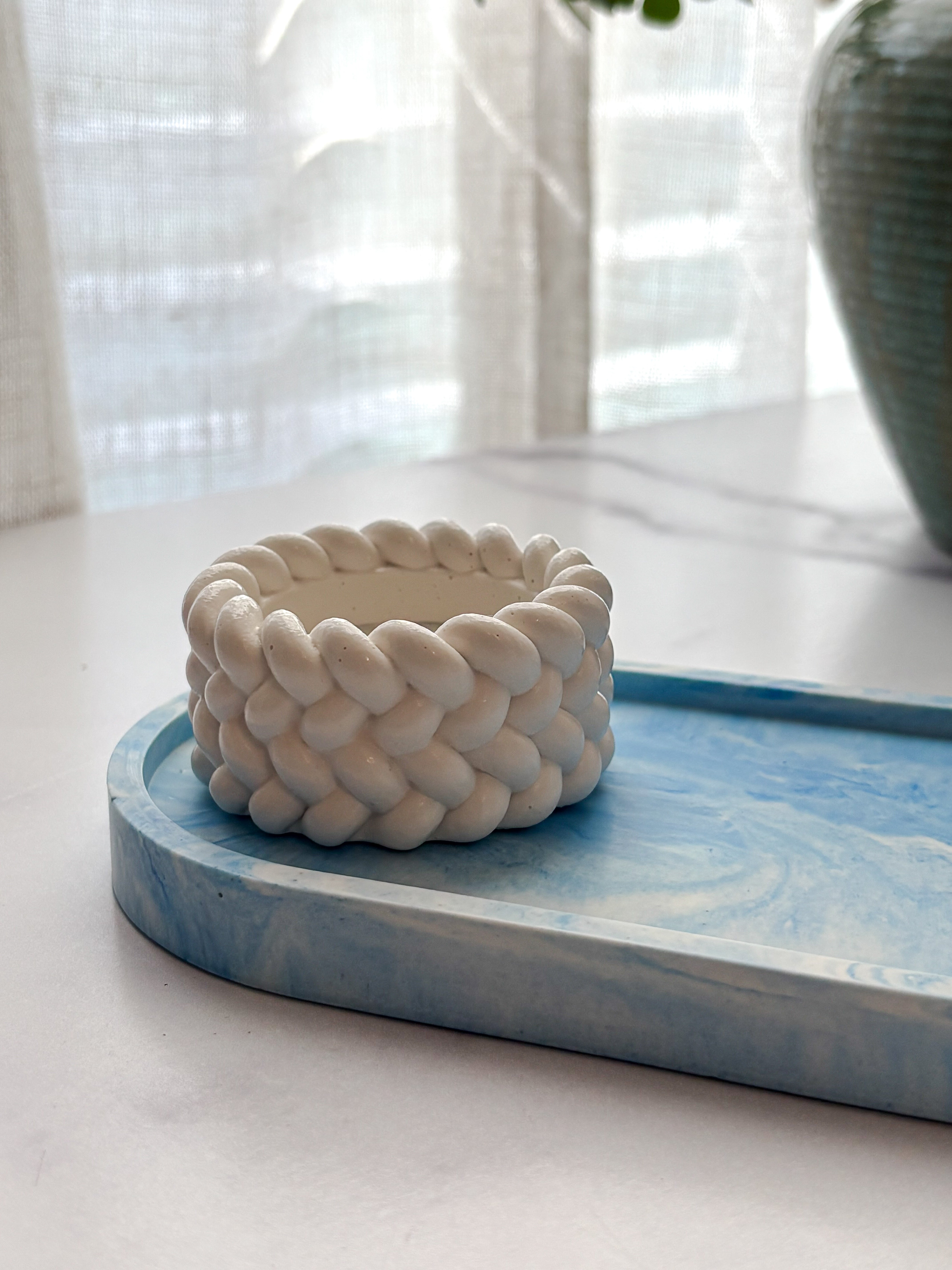 Small White Stone Nautical Tealight Holder- Quiet Stone Collection