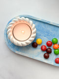 Small White Stone Nautical Tealight Holder- Quiet Stone Collection