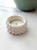 Small White Stone Nautical Tealight Holder- Quiet Stone Collection