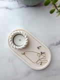 Small White Stone Nautical Tealight Holder- Quiet Stone Collection