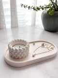 Small White Stone Nautical Tealight Holder- Quiet Stone Collection