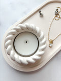 Small White Stone Nautical Tealight Holder- Quiet Stone Collection