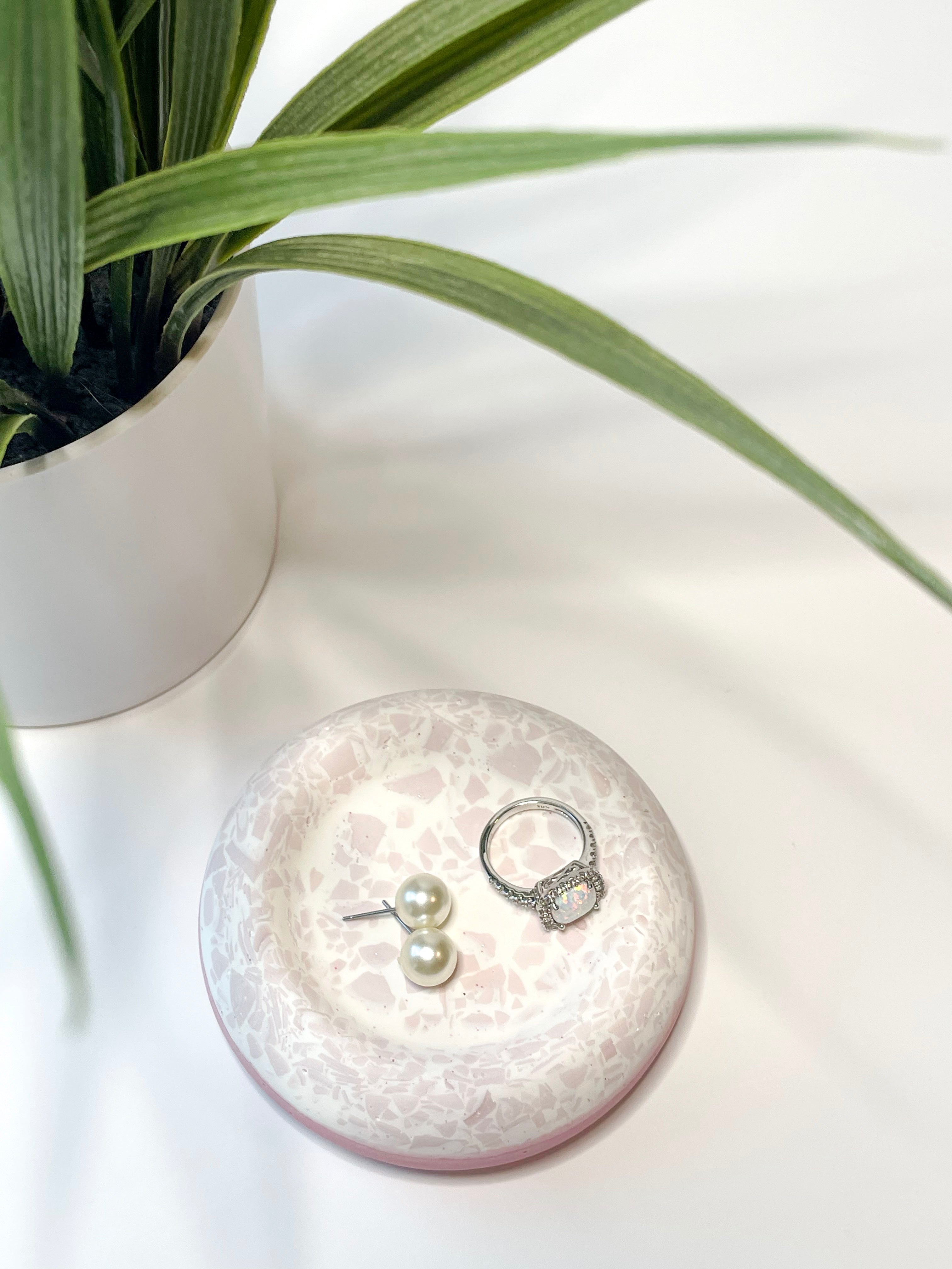Pink & White Terrazzo Stone Ring Dish