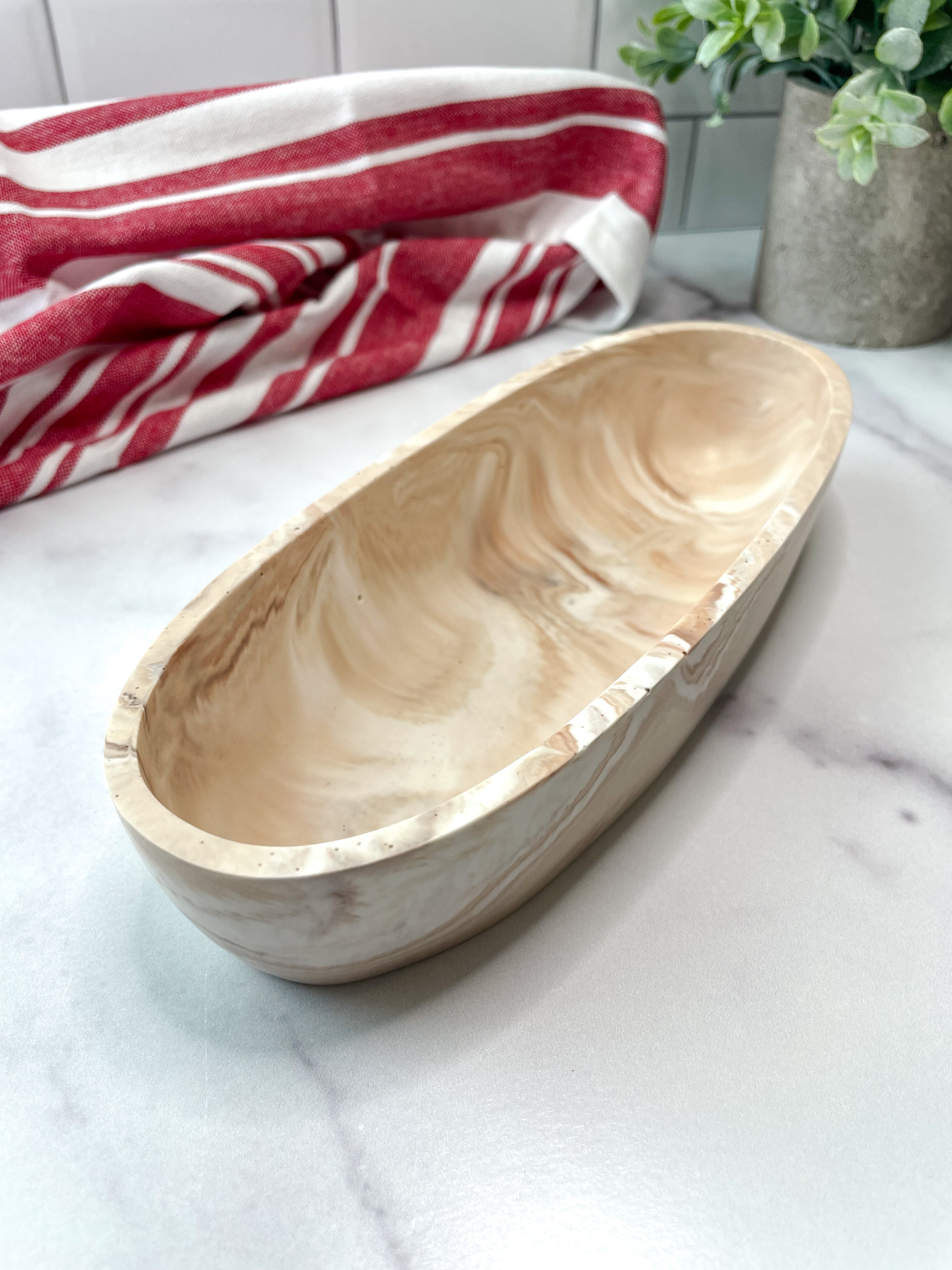 Coffee-Marbled Stone Candle Vessel