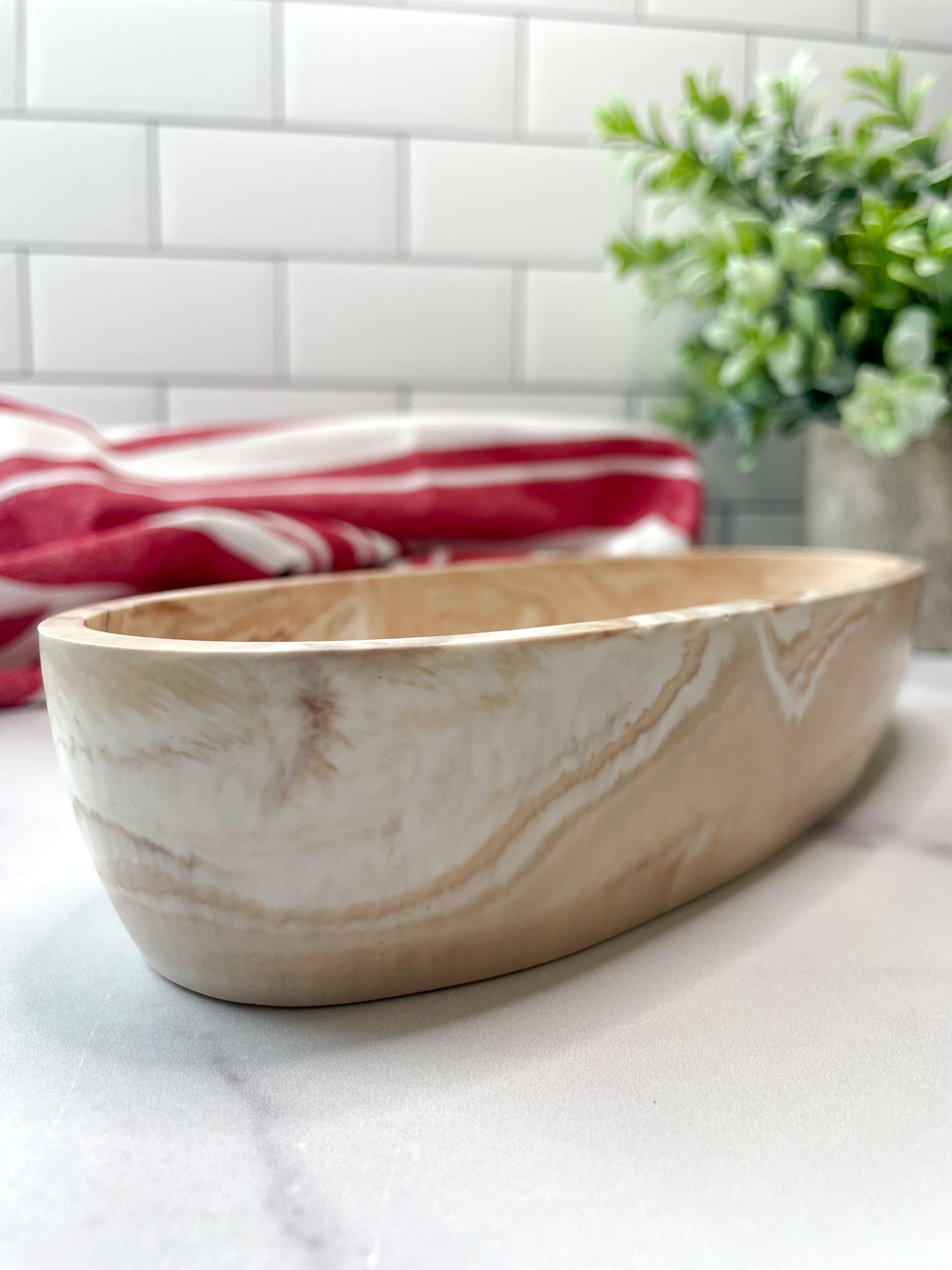 Coffee-Marbled Stone Candle Vessel