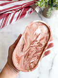 Terracotta Marble Oval Trinket Tray - Catchall Dish