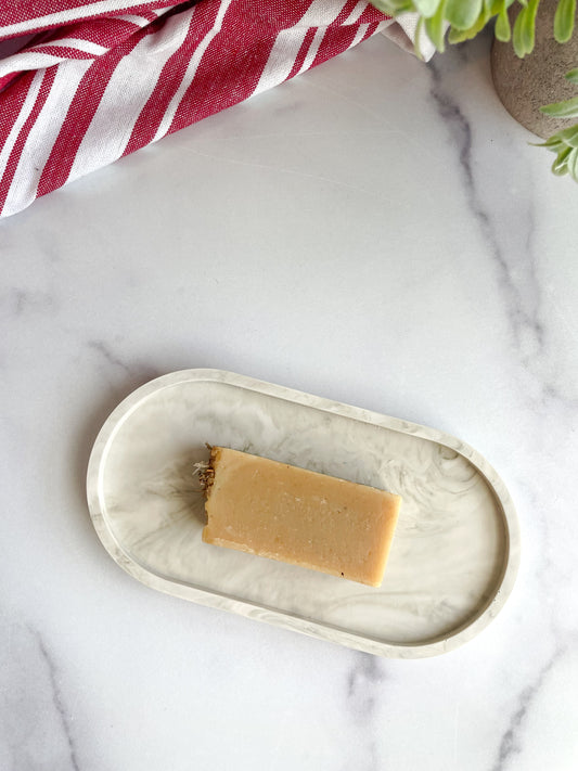 Green Marbled Oval Trinket Tray - Catchall Dish
