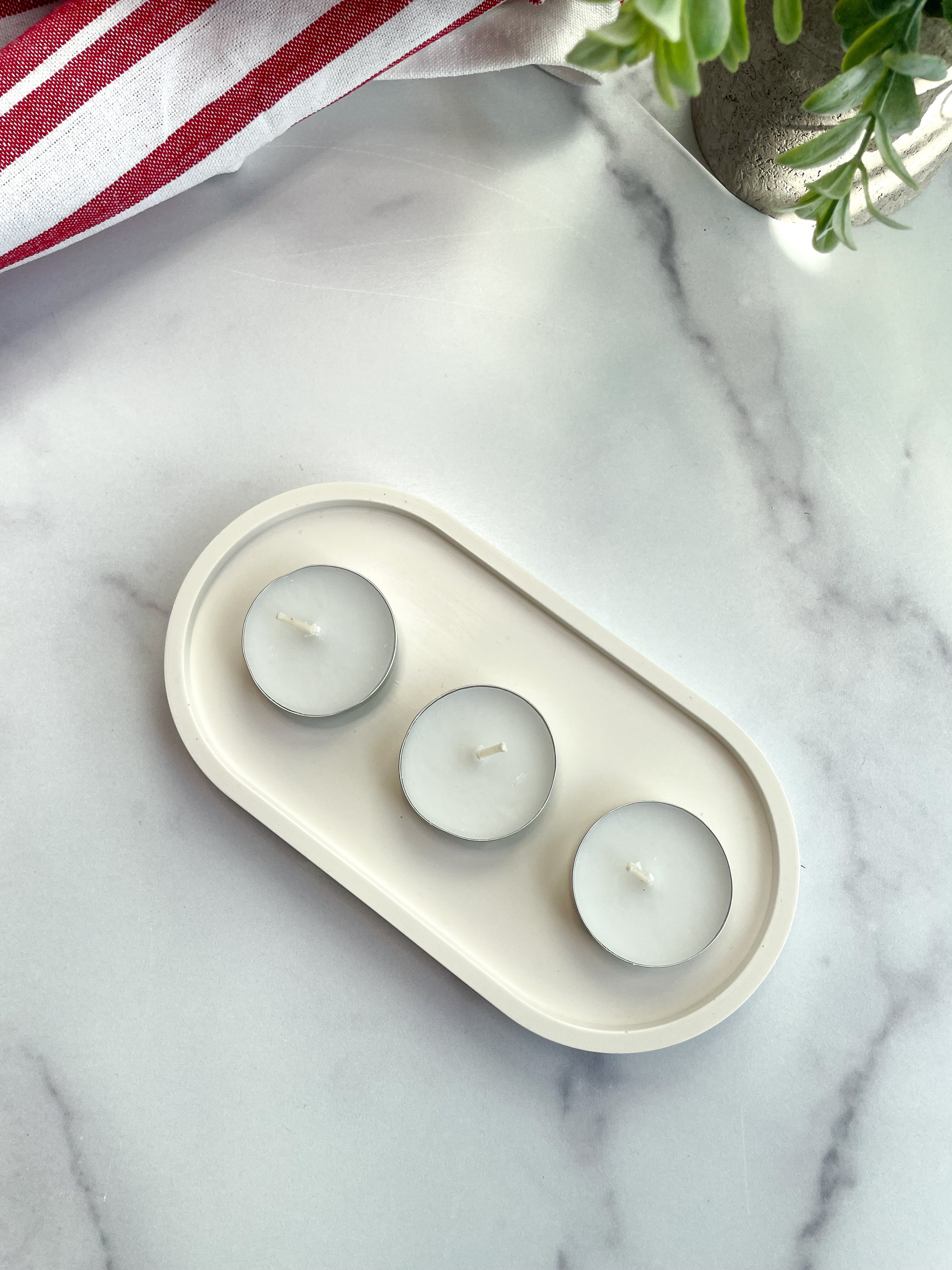 Natural White Oval Trinket Tray - Catchall Dish