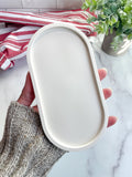 Natural White Oval Trinket Tray - Catchall Dish
