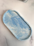 Blue Marbled Oval Trinket Tray – Catchall Dish
