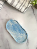 Blue Marbled Oval Trinket Tray – Catchall Dish
