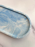 Blue Marbled Oval Trinket Tray – Catchall Dish