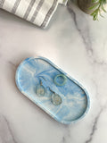 Blue Marbled Oval Trinket Tray – Catchall Dish