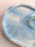 Blue Marbled Oval Trinket Tray – Catchall Dish