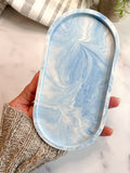 Blue Marbled Oval Trinket Tray – Catchall Dish