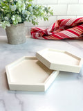 White Hexagon Stone Coasters – Set of 2