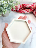 White Hexagon Stone Coasters – Set of 2
