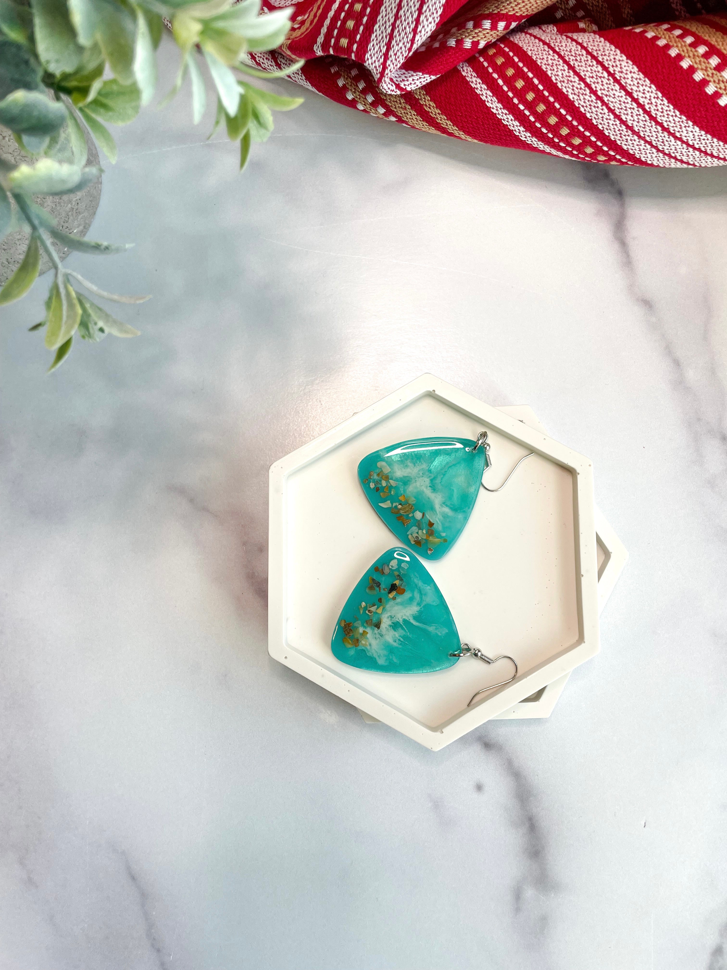 White Hexagon Stone Coasters – Set of 2