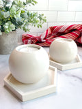 Natural White Stone Tealight Holders – Set of 2
