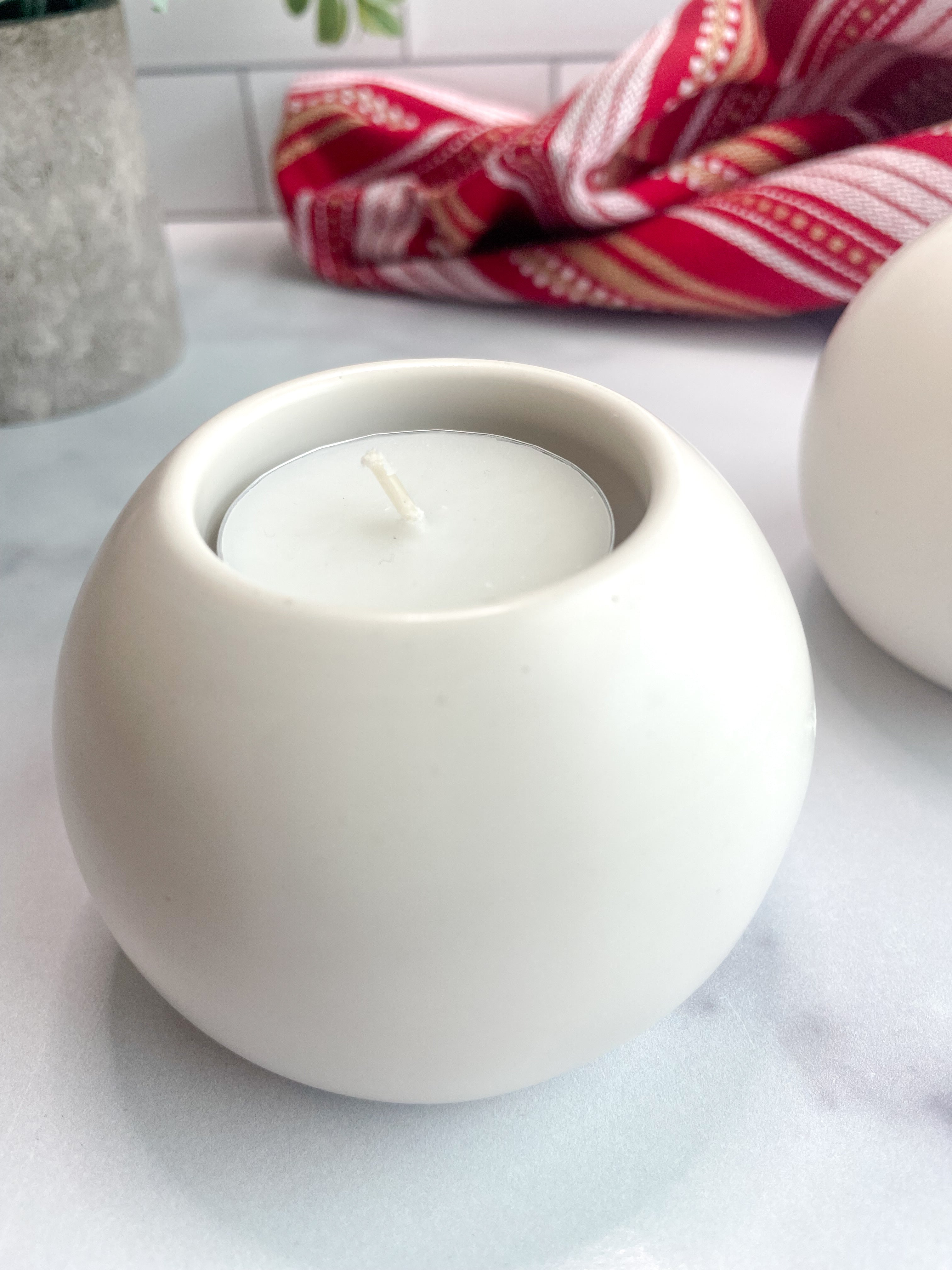 Natural White Stone Tealight Holders – Set of 2