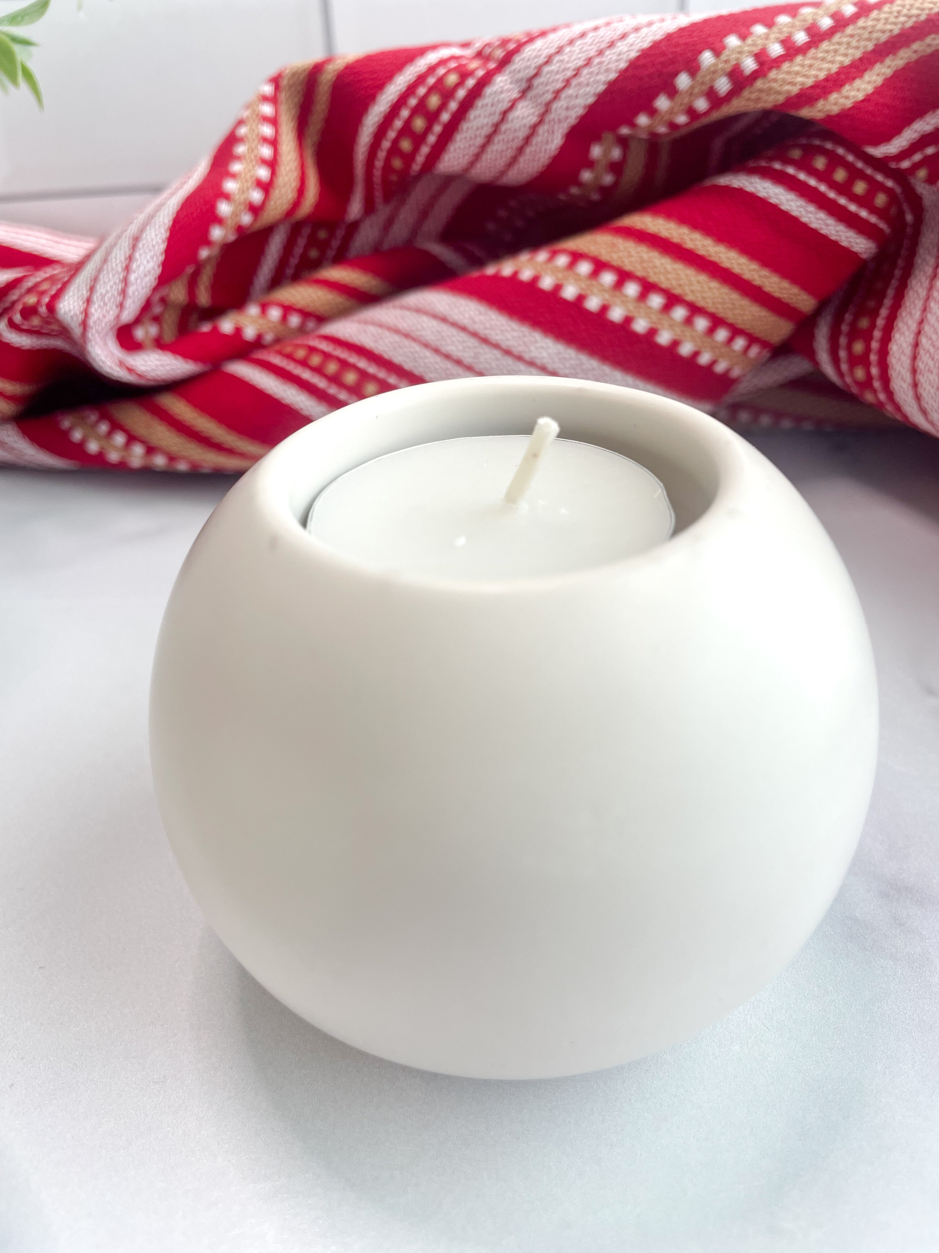 Natural White Stone Tealight Holders – Set of 2