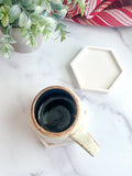 White Hexagon Stone Coasters – Set of 2