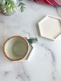 White Hexagon Stone Coasters – Set of 2