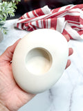 White & Gray Marbled Tealight Holder Set, Oval Stone-Inspired Candle Holders