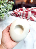 White & Gray Marbled Tealight Holder Set, Oval Stone-Inspired Candle Holders