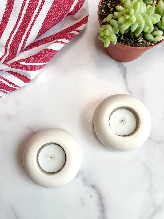 Natural White Stone Tealight Holders (Set of 2)