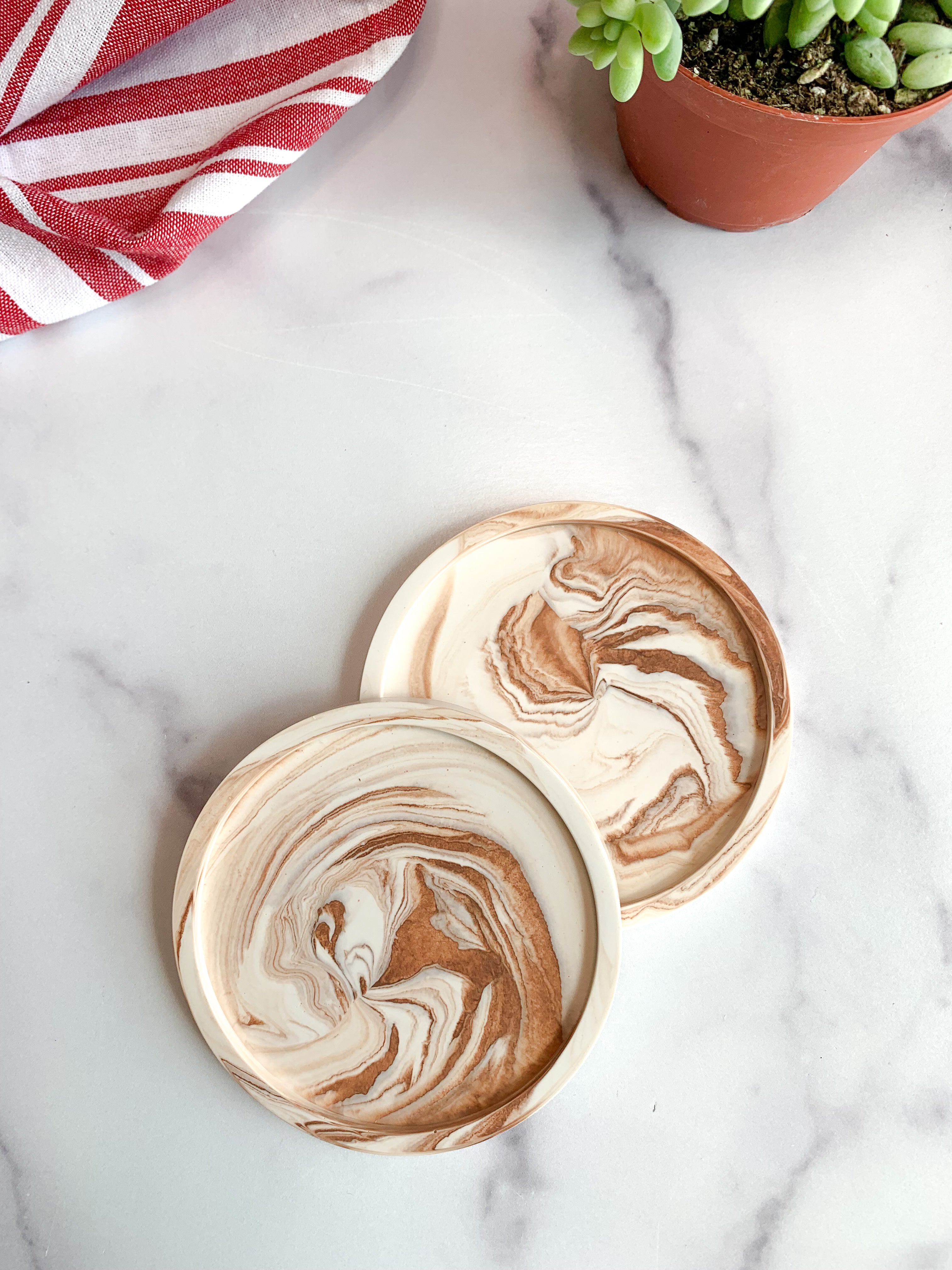 Coffee Marble Stone Coasters – Set of 2