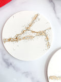 White & Gold Kintsugi-Inspired Coasters – Set of 2