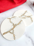 White & Gold Kintsugi-Inspired Coasters – Set of 2