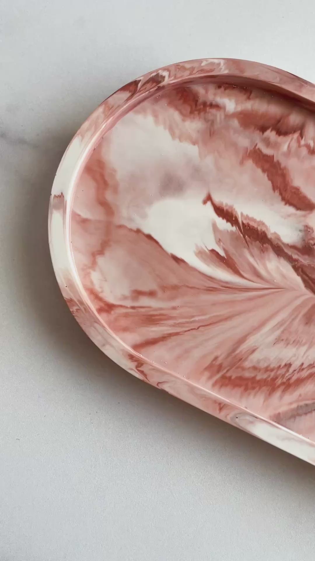 Terracotta Marble Oval Trinket Tray - Catchall Dish