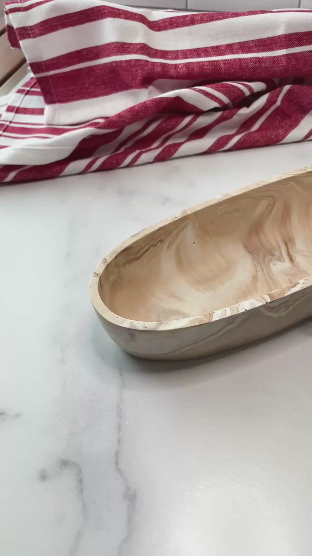 Coffee-Marbled Stone Candle Vessel