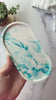 Teal Blue Marbled Oval Trinket Tray – Catchall Dish