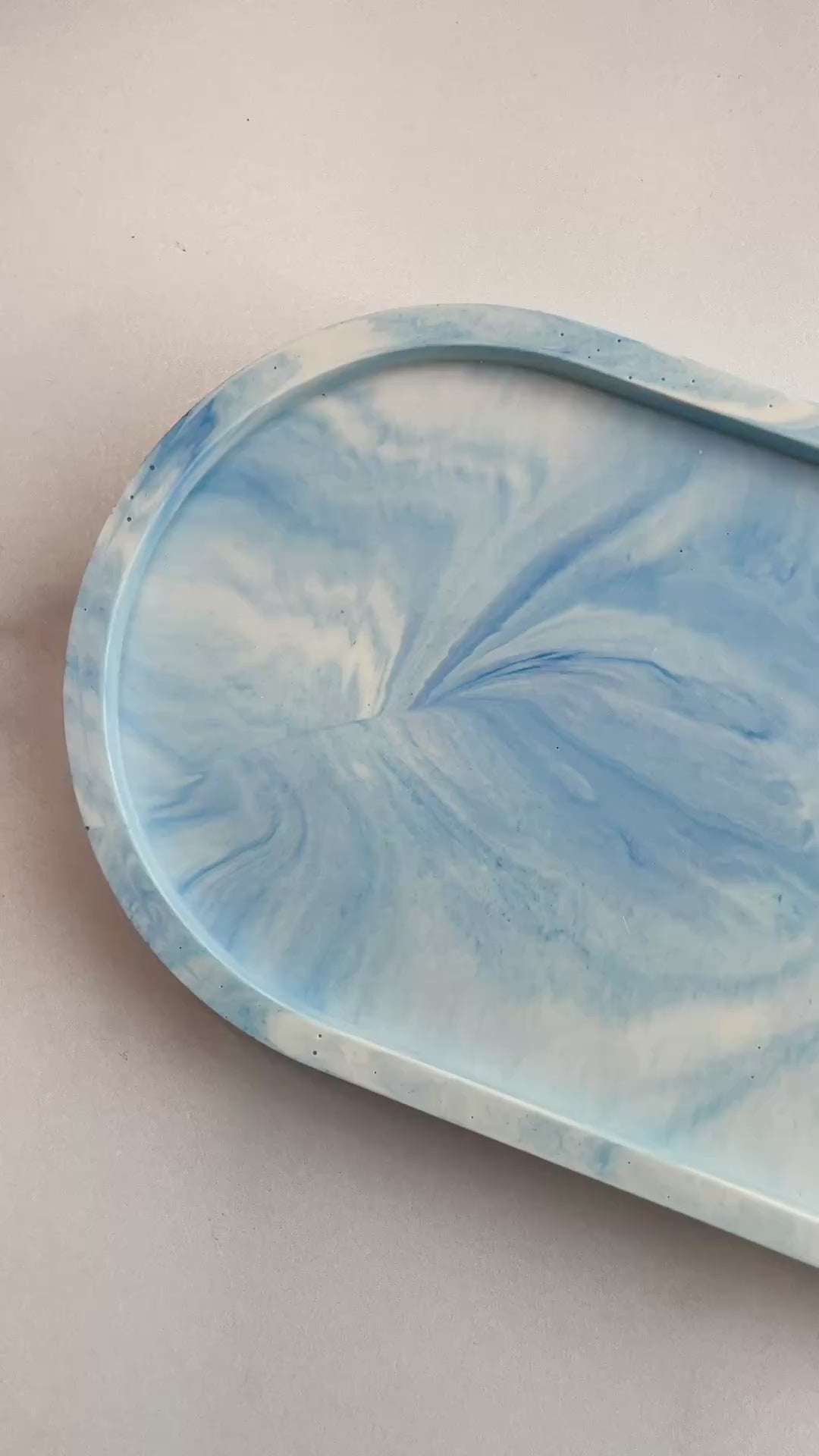 Blue Marbled Oval Trinket Tray – Catchall Dish