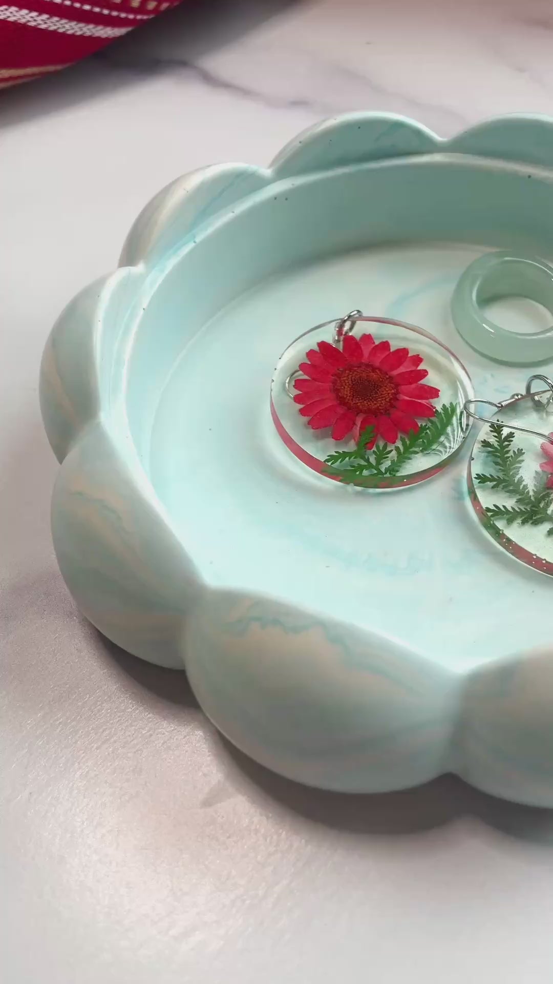 Powder Blue Marbled Bubble Ring Dish